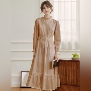 Simple Retro Victorian Embroidered Dress